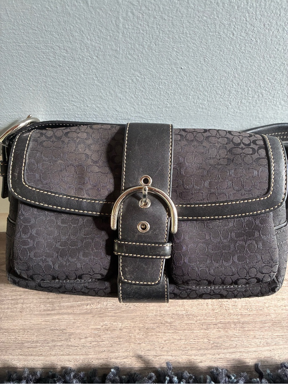 vintage Y2K black signature jacquard Coach Soho Flap Bag (Style 1463) - Picture 2 of 10
